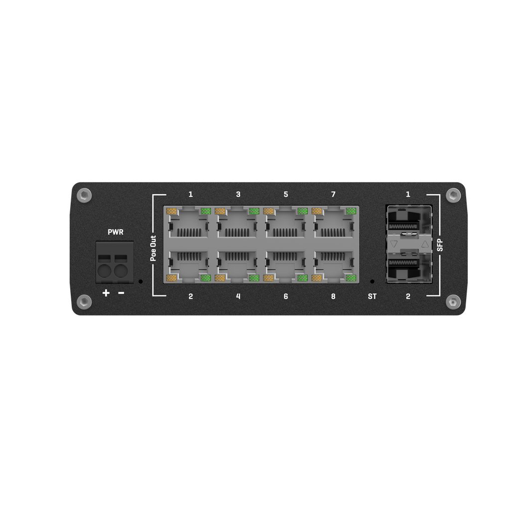 8 porttinen kytkin 1GB POE+, Profinet tuki, SFP 802.3af/at, ei virtalähdettä