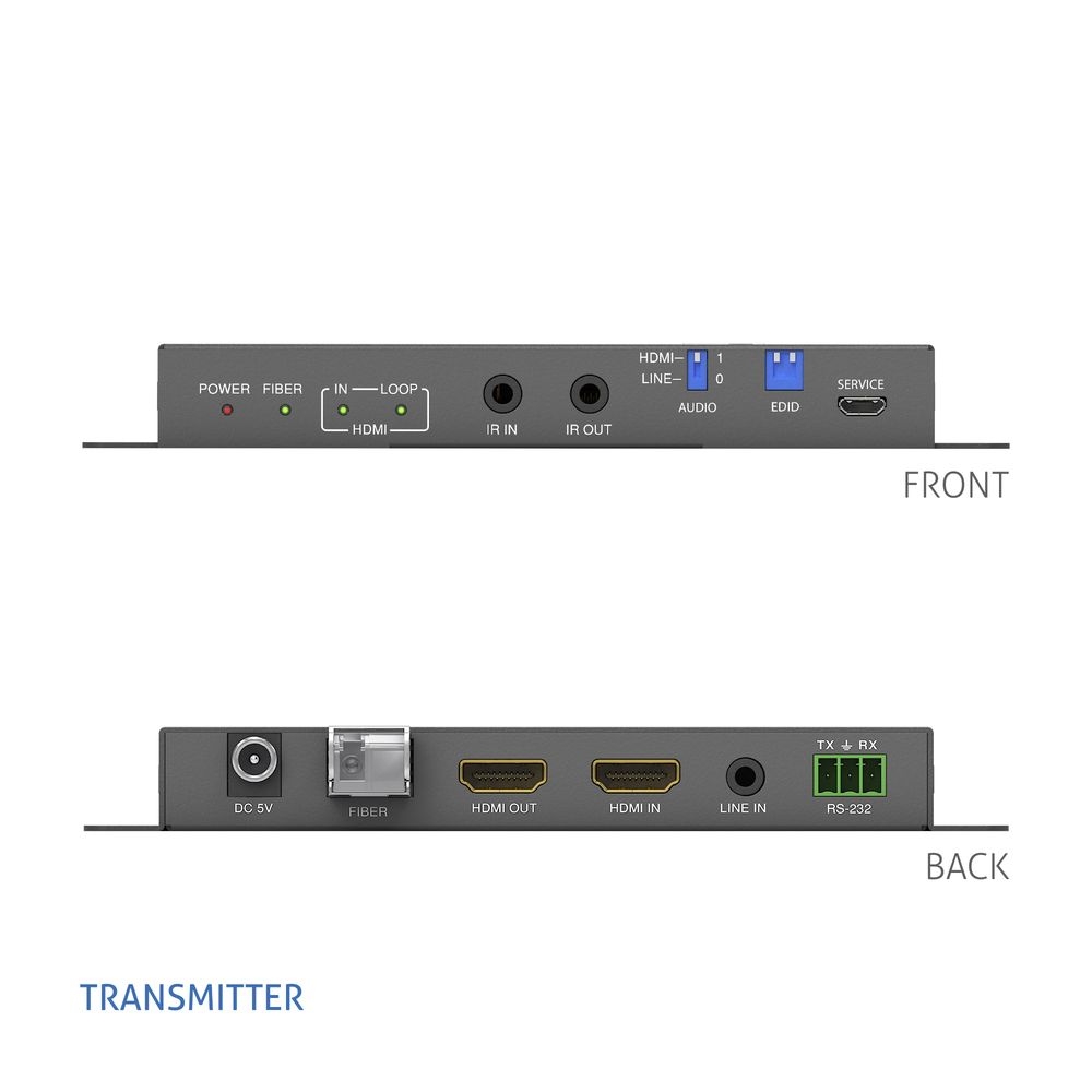 Single Mode Fiber HDMI Extender Set HDMI2.0 Audio DE-embed/Embed