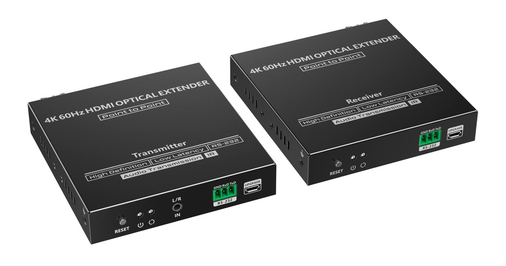 PremiumCord HDMI fiber optic extender 4K@60Hz 4:4:4 up to 40 km, IR, RS232, Audio 3,5mm LC single mode