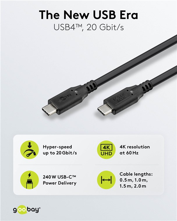 USB-C-uros/USB-C-uros 0,5m välij ohto USB3.2 musta bulk TK7205 