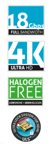 HDMI-välijohto 0,5 m HighSpeed UltraLock LSZH 