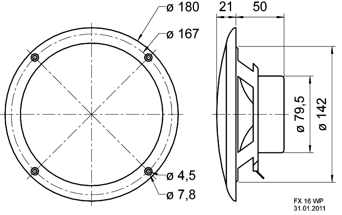 Kaiutin 6,5""/160mm 4ohm valkoinen, IP65 vene/marine