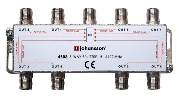 Jaotin 1/8 5-2300MHz DC läpimeno 18dB jakovaimennus