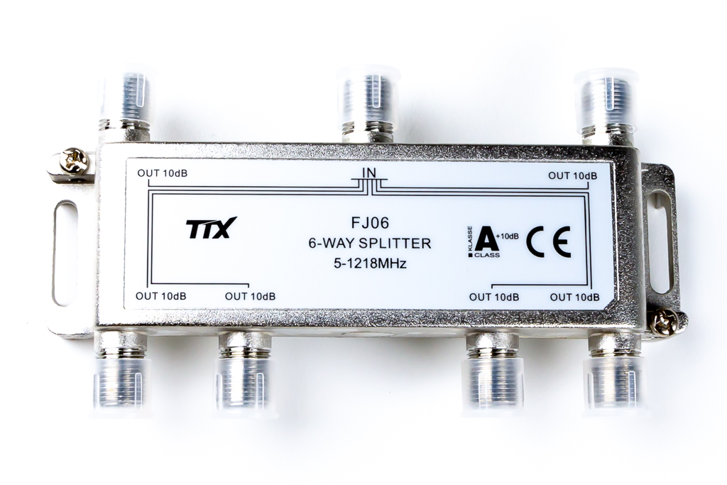 Jaotin 1/6 5-1300MHz 9,0dB Docsis 3.1 -yhteensopiva