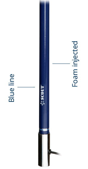 Veneantenni 3dB VHF lasik 2,4m sininen 5m kaapeli RG58