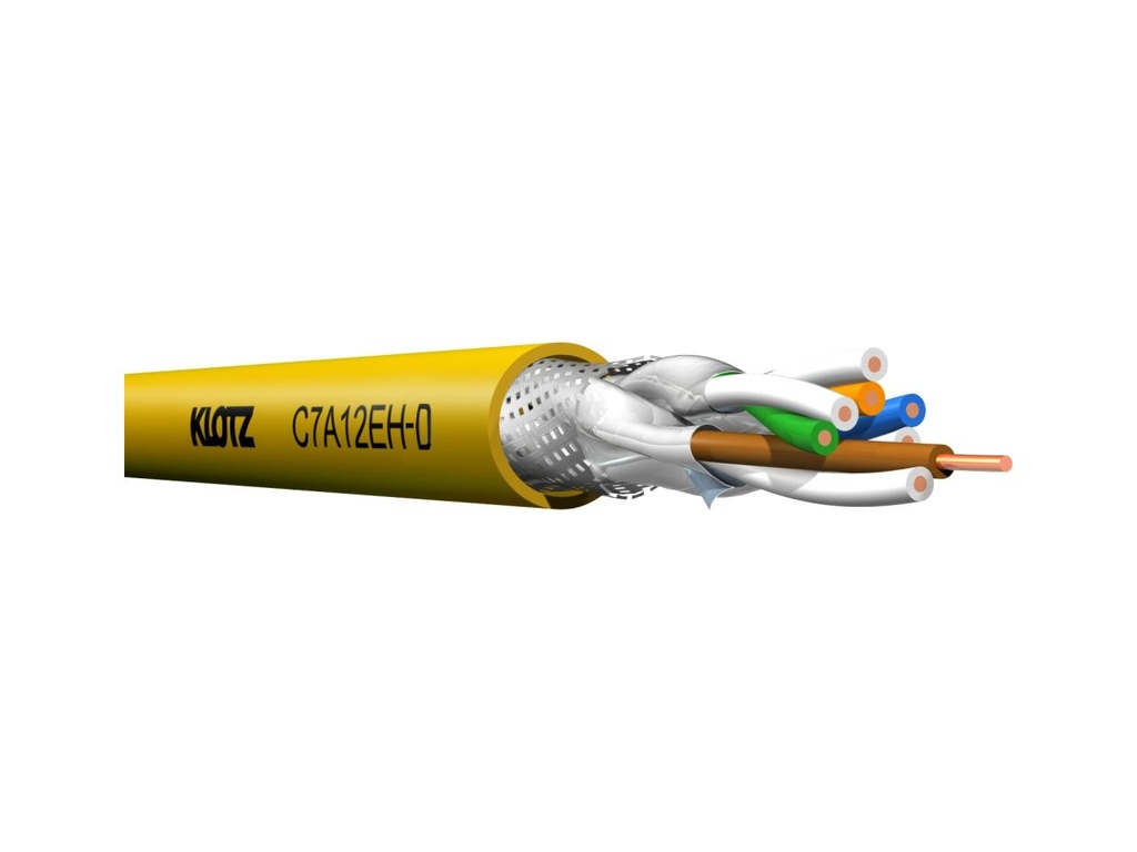 CAT7-kaapeli 4x2xAWG22/1 S/FTP FRNC Dca s1,d2,a1 keltainen 500 m