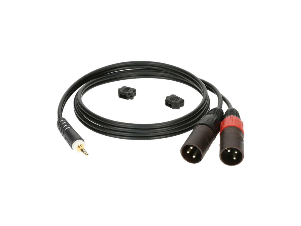 3,5mm-uros / 2x XLR-uros 2m musta