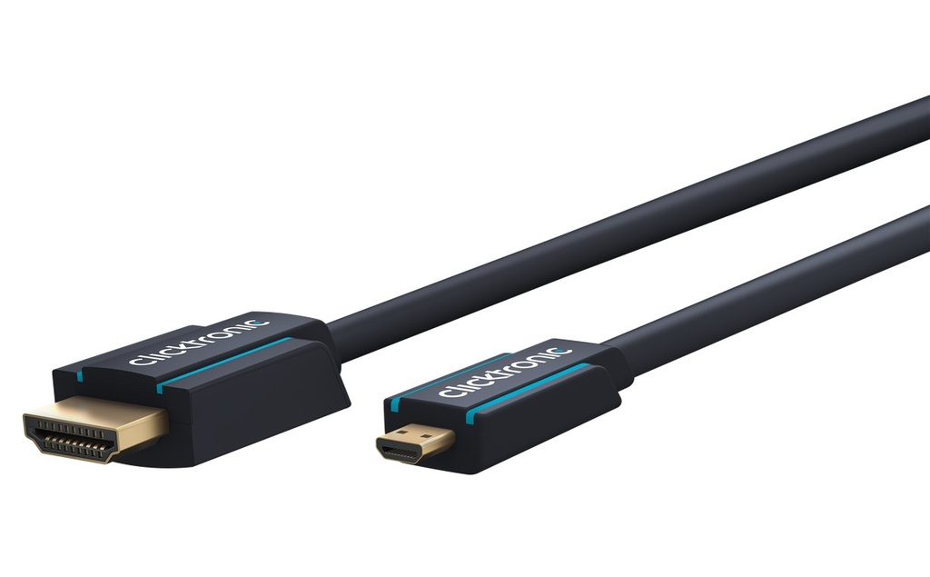 HDMI/HDMI-micro-välijohto 3m HighSpeed w/ Eth Clicktronic Cas