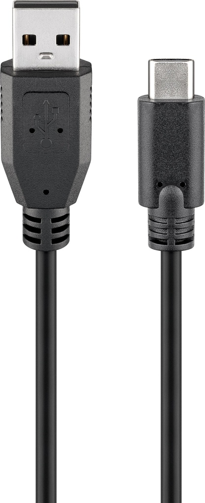 USB-C-uros/USB-A-uros 1,8m välij ohto lataus/data musta bulk TK71