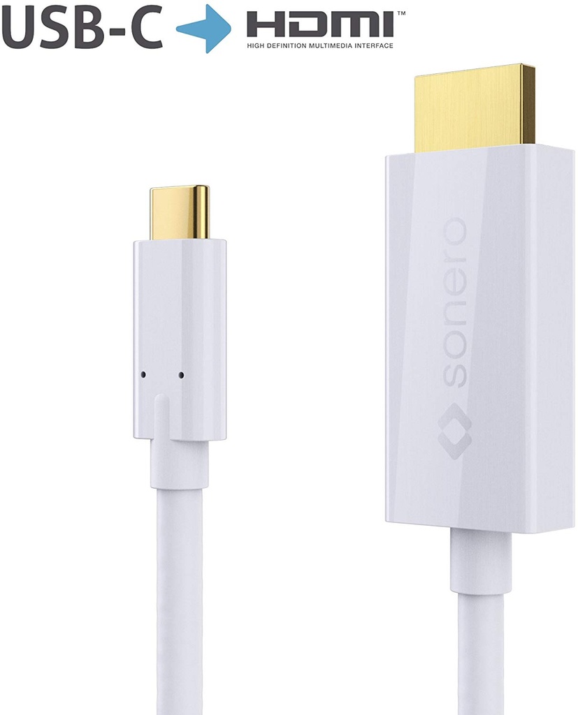 HDMI<USB-C välijohto 2 m valk 4K60