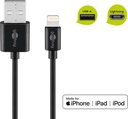 USB-välijohto Apple Lightning MF 0,5m 480 Mbit/s MUSTA bulk 63523