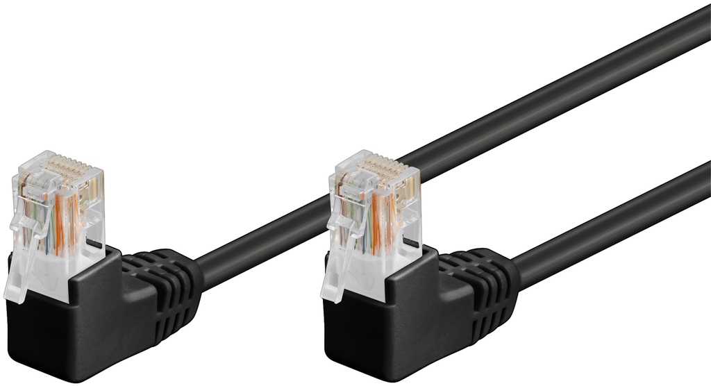 CAT5e-välij 2x 90° kulma, U/UTP musta, 3m CCA bulk UK4530MUV