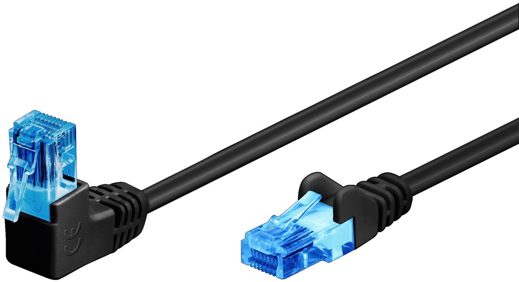 CAT6a-välij 1x 90° kulma U/UTP m usta, 1m CCA bulk