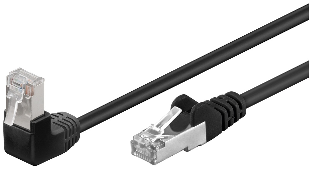 CAT5e-välijohto 1x 90° kulma F/U TP musta 2m CCA bulk