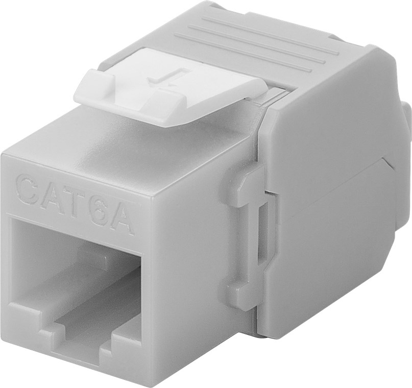 CAT6a-runko RJ45 UTP Keystone-moduuli harmaa