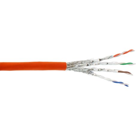 CAT7a-kaapeli 4x2x0.58 AWG23/1 CU S/FTP LSZH PiMF Dca 1200Mhz oranssi 500 m rulla 