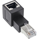 CAT6a adapteri, kulmaliitin ylös RJ45 uros/naaras, 90° kulma    