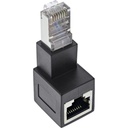 CAT6a adapteri, kulmaliitin alas RJ45 uros/naaras, 90° kulma    